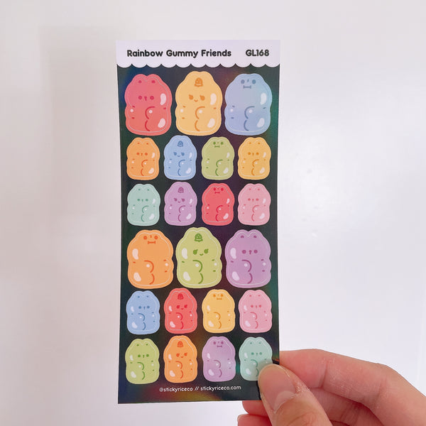 Gummy Friends Holographic Pearl Vinyl Deco Stickers