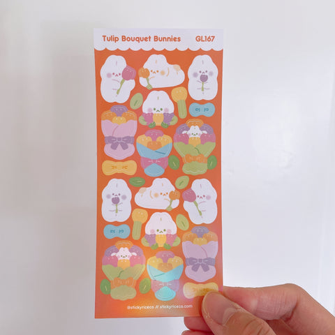 Tulip Bunnies Holographic Pearl Vinyl Deco Stickers