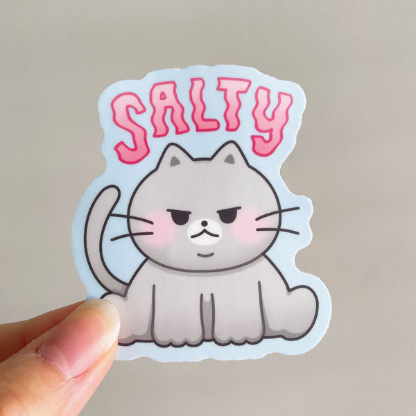 Salty Chonky Gray Cat Heavy Duty Waterproof Vinyl Diecut Sticker