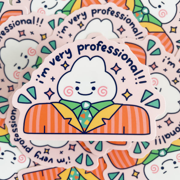 I'm Very Professional! Cute Bunny Heavy Duty Waterproof Vinyl Diecut Sticker