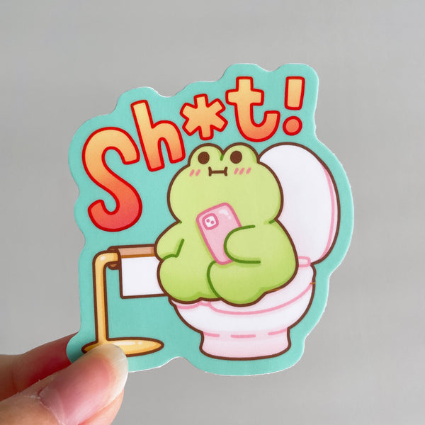 [B-GRADE] Sh*t! Matcha the Frog on Toilet Heavy Duty Waterproof Vinyl Diecut Sticker