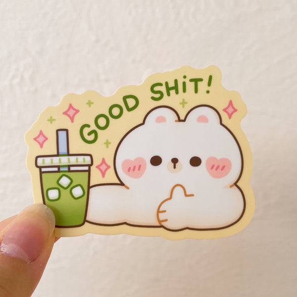 Good Shit Coffee and Matcha Bear Heavy Duty Waterproof Vinyl Diecut Sticker