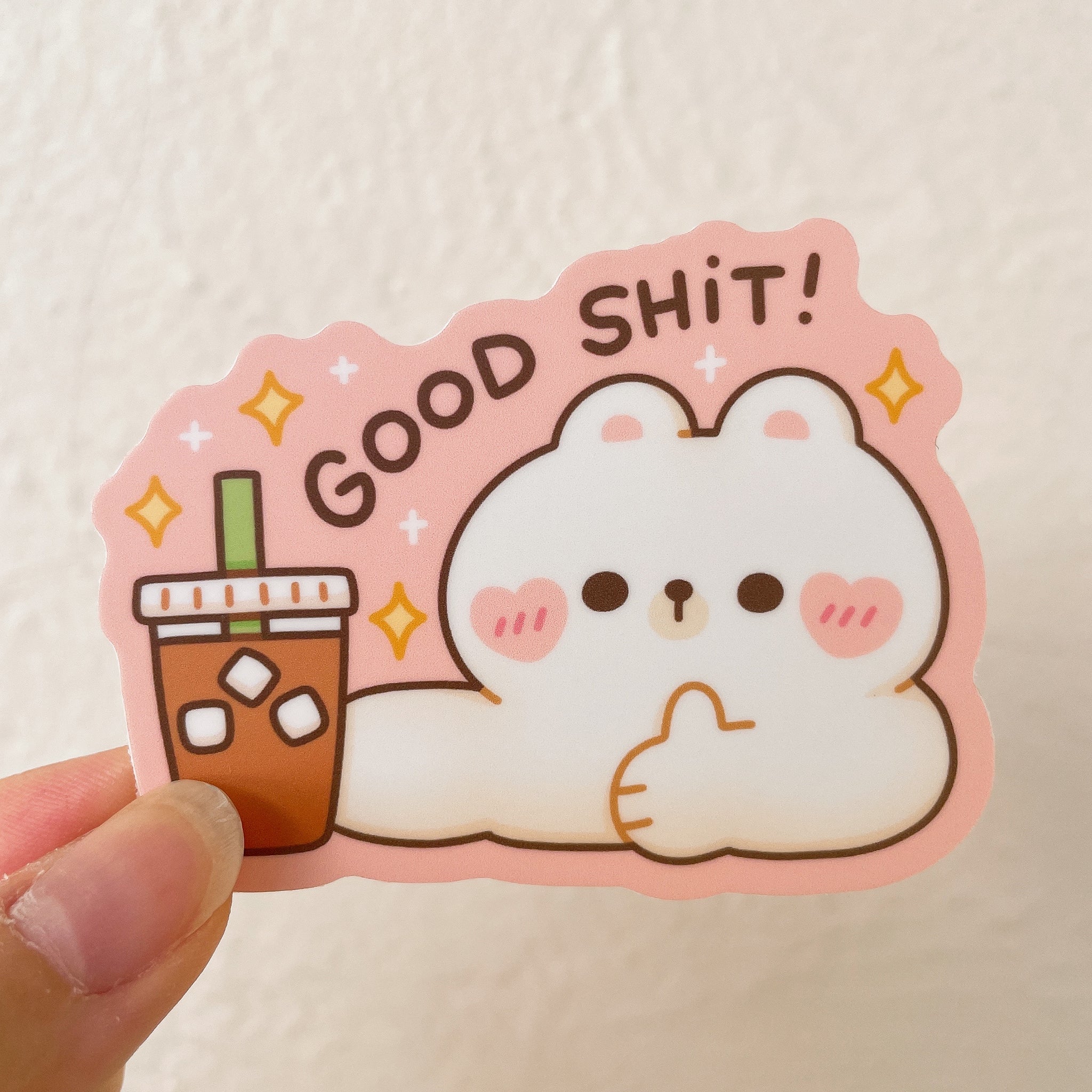 Good Shit Coffee and Matcha Bear Heavy Duty Waterproof Vinyl Diecut Sticker