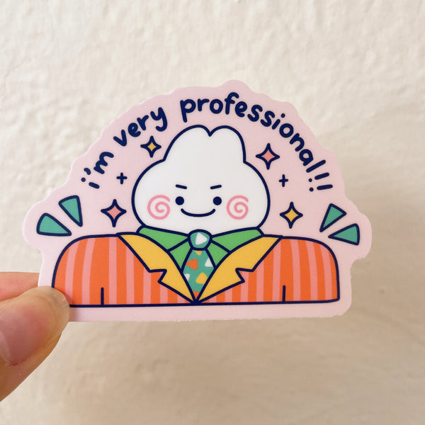 I'm Very Professional! Cute Bunny Heavy Duty Waterproof Vinyl Diecut Sticker