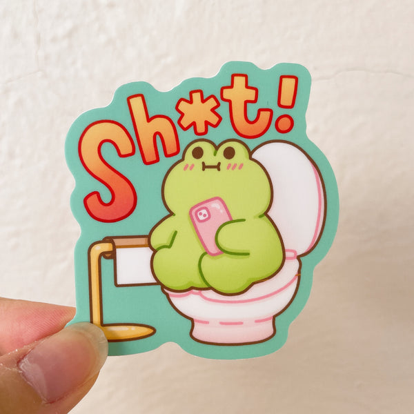 [B-GRADE] Sh*t! Matcha the Frog on Toilet Heavy Duty Waterproof Vinyl Diecut Sticker