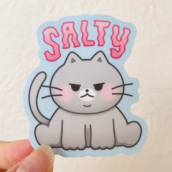 Salty Chonky Gray Cat Heavy Duty Waterproof Vinyl Diecut Sticker