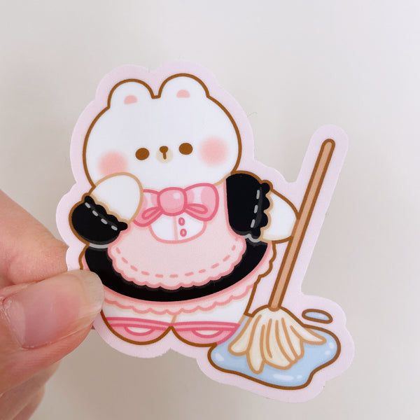 Maid Rice the Bear Heavy Duty Waterproof Vinyl Diecut Sticker