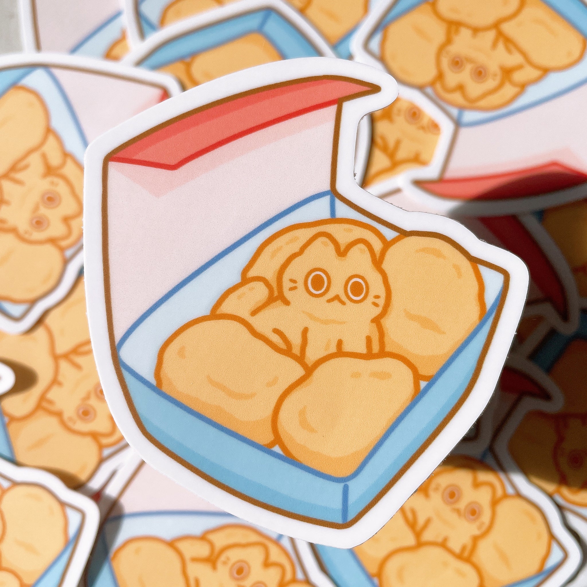 Chicken Nuggets Cute Cat Heavy Duty Waterproof Vinyl Diecut Sticker