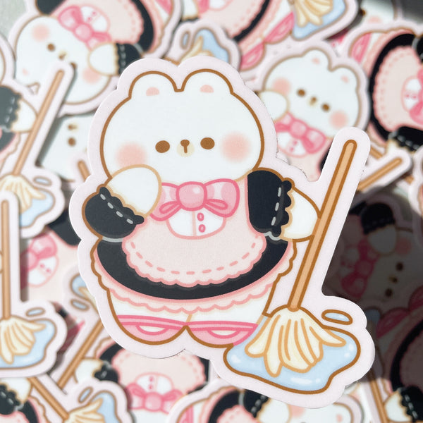 Maid Rice the Bear Heavy Duty Waterproof Vinyl Diecut Sticker