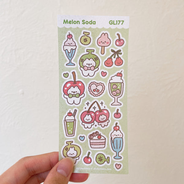 Melon Soda Holographic Glitter Vinyl Deco Stickers