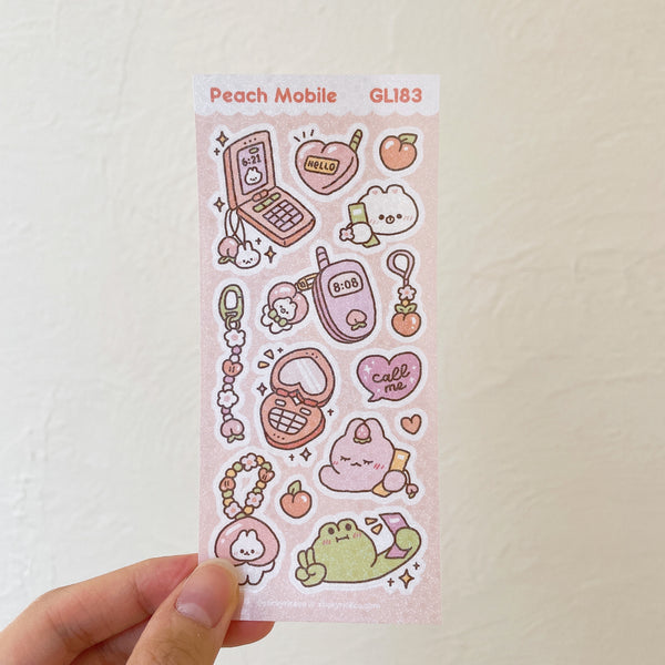 Peach Mobile Cell Phone Holographic Glitter Vinyl Deco Stickers