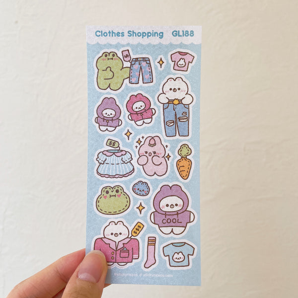 Clothes Shopping Holographic Glitter Vinyl Deco Stickers