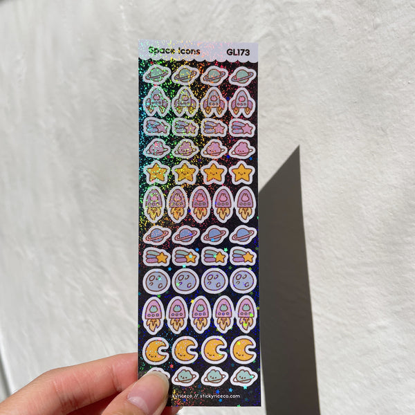 Mini Icons Holographic Glitter Vinyl Deco Stickers