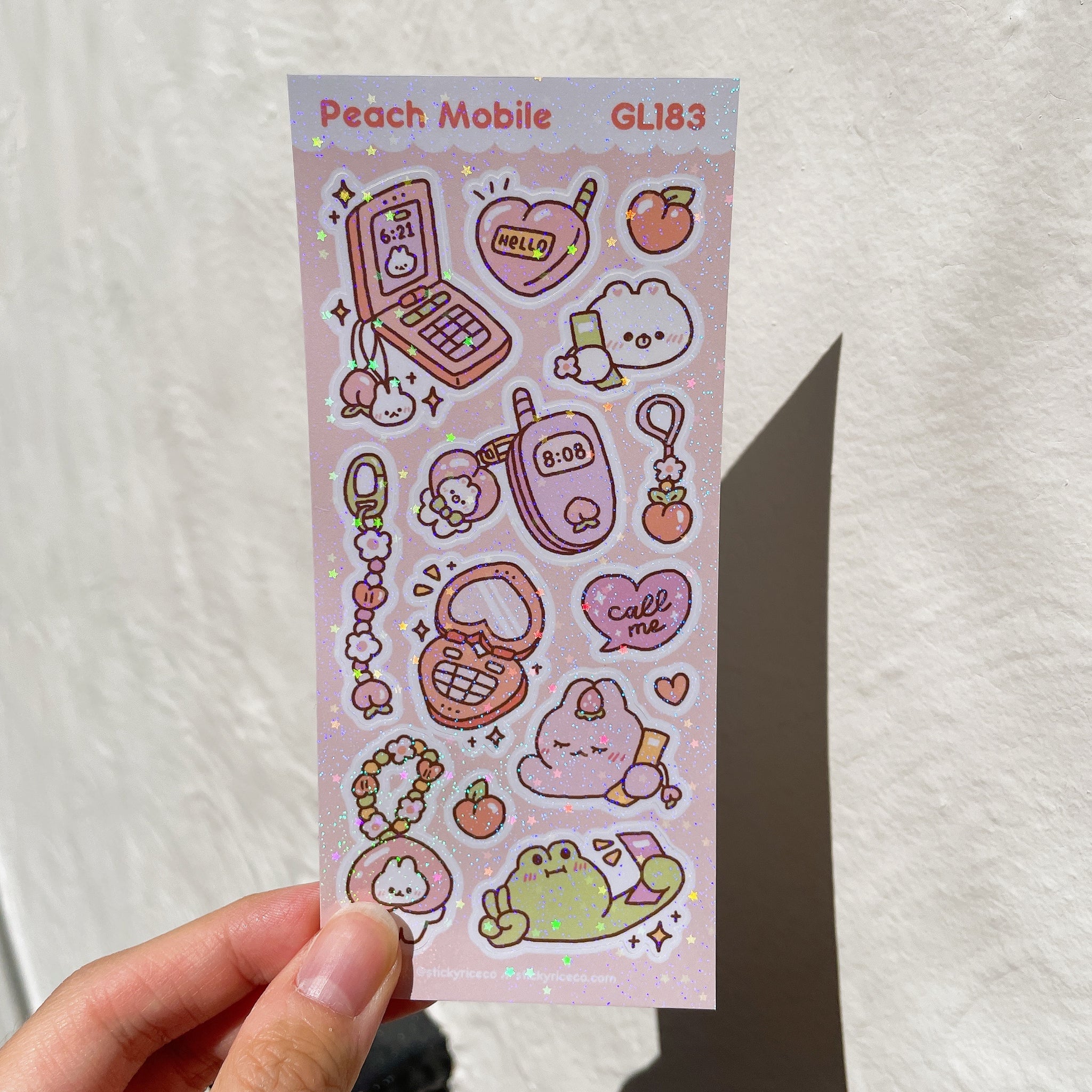 Peach Mobile Cell Phone Holographic Glitter Vinyl Deco Stickers