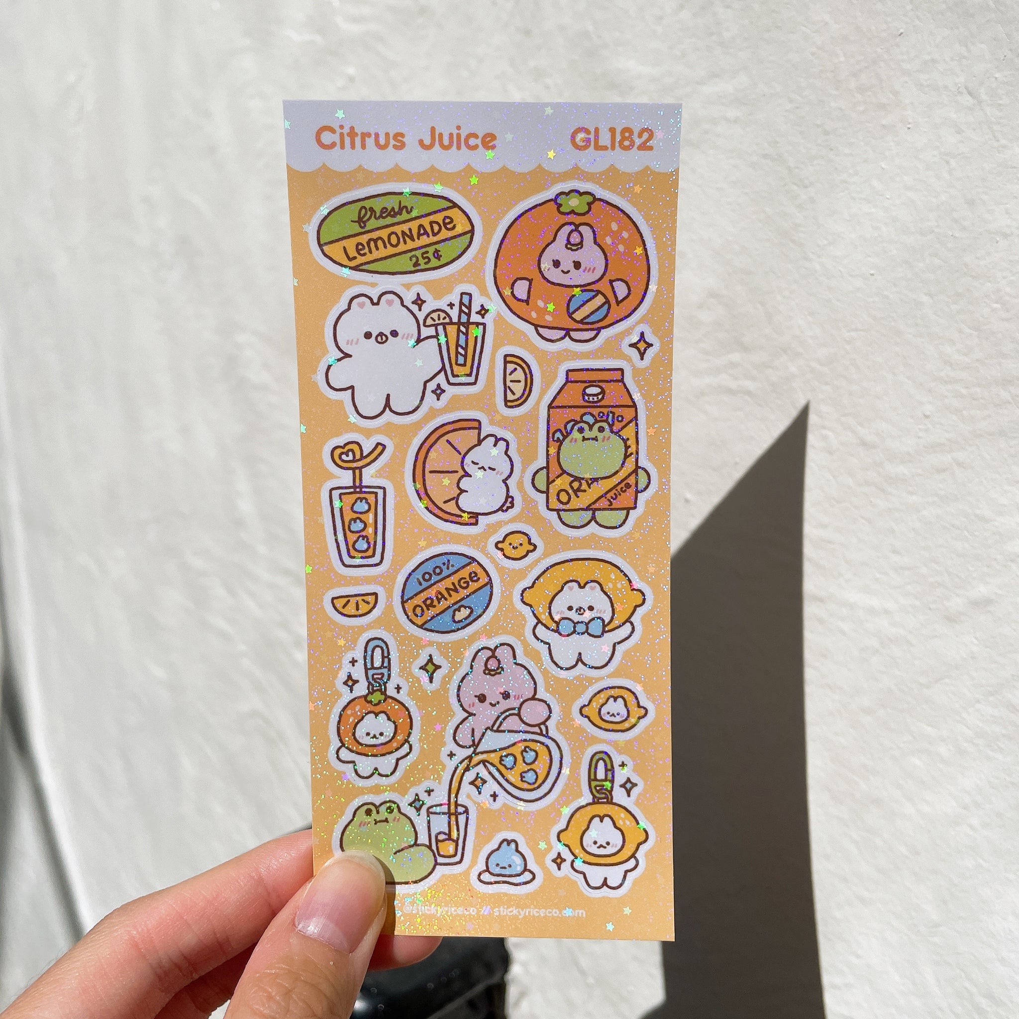 Citrus Juice Holographic Glitter Vinyl Deco Stickers