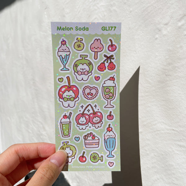 Melon Soda Holographic Glitter Vinyl Deco Stickers