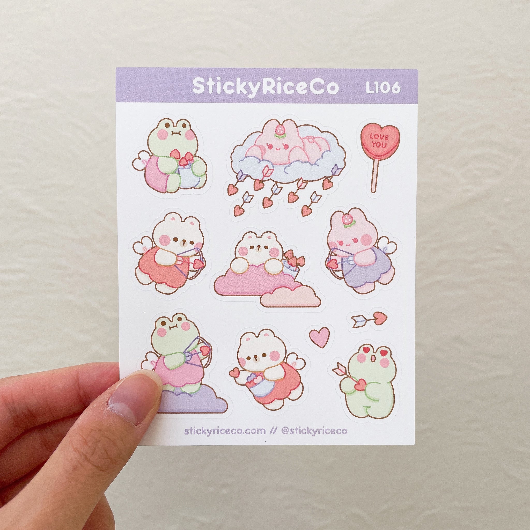 Cupid StickyRiceCo Friends Valentine's Day Sticker Sheet