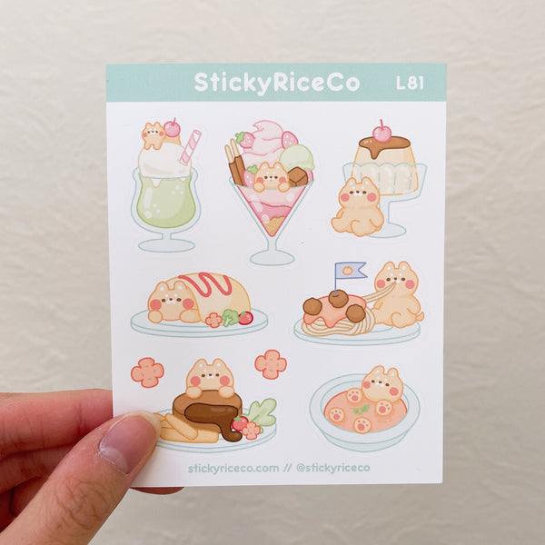 Japanese Western Diner Pudding the Shiba Sticker Sheet