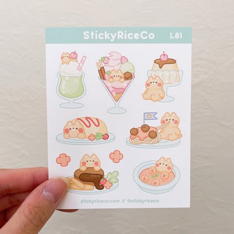 Japanese Western Diner Pudding the Shiba Sticker Sheet