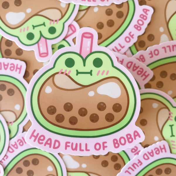 Head Full of Boba Matcha the Frog Heavy Duty Waterproof Vinyl Diecut Sticker
