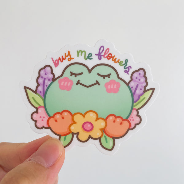 Buy Me Flowers Matcha the Frog Heavy Duty Waterproof Vinyl Diecut Sticker