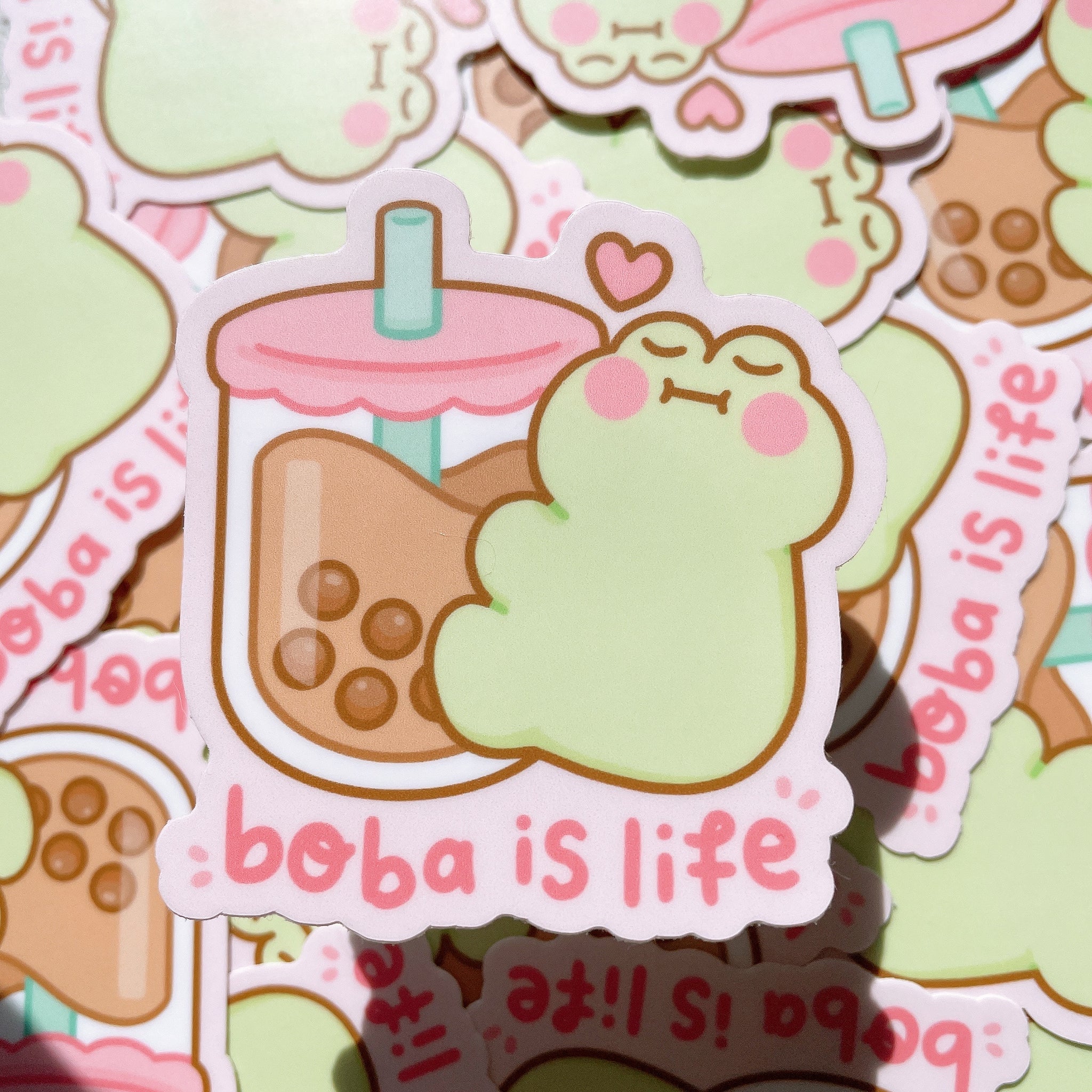 Boba is Life Matcha the Frog Heavy Duty Waterproof Vinyl Diecut Sticker