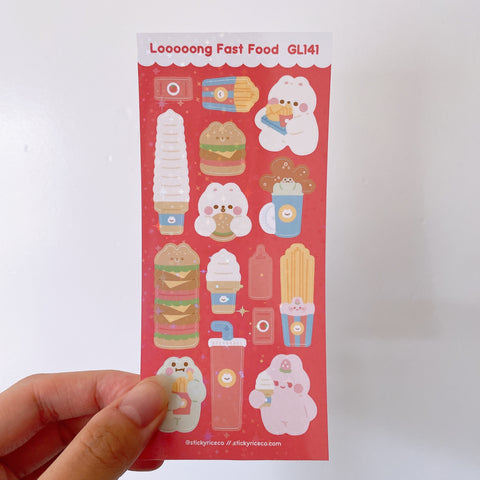 Long Fast Food Holographic Glitter Vinyl Deco Stickers