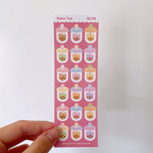 Boba Tea Holographic Glitter Vinyl Deco Stickers