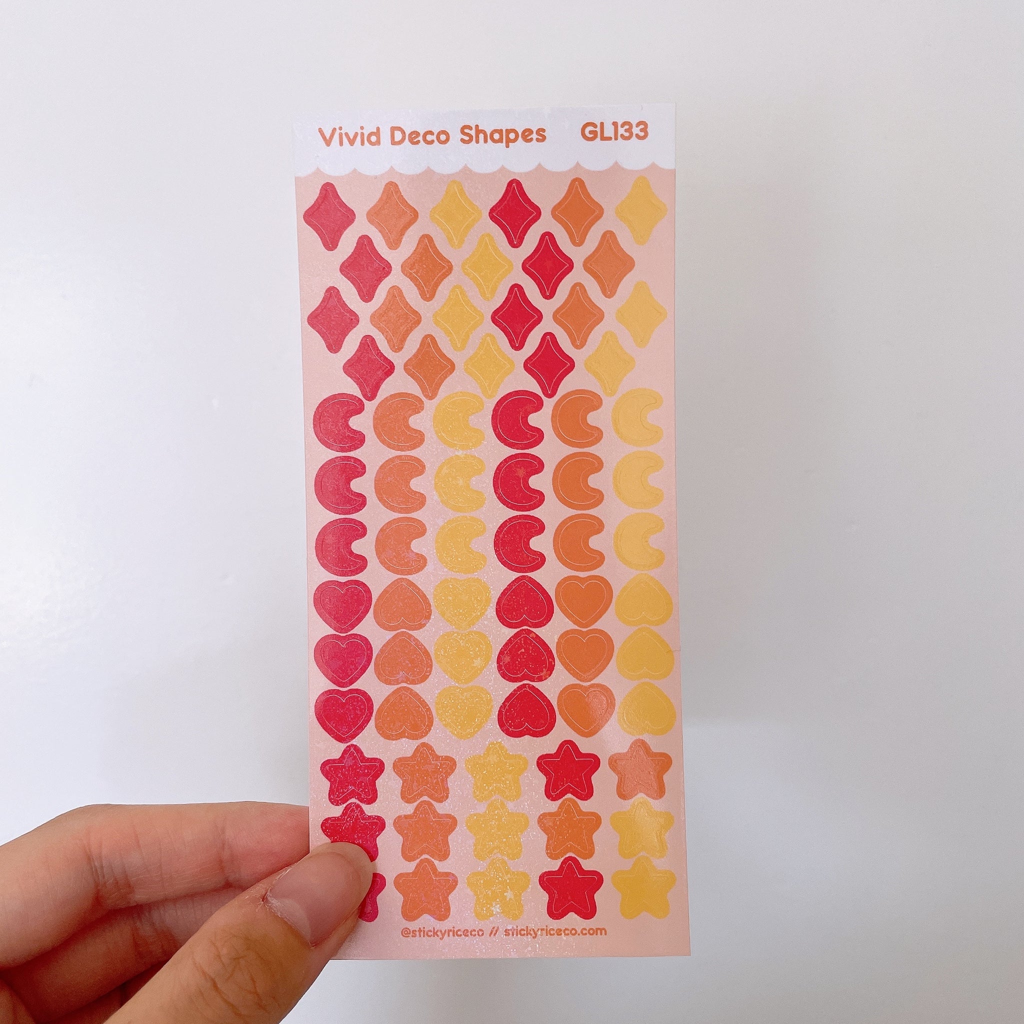 Vivid Colorful Polco Deco Shapes V2 Holographic Glitter Vinyl Deco Stickers