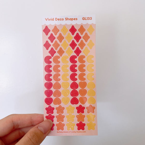 Vivid Colorful Polco Deco Shapes V2 Holographic Glitter Vinyl Deco Stickers