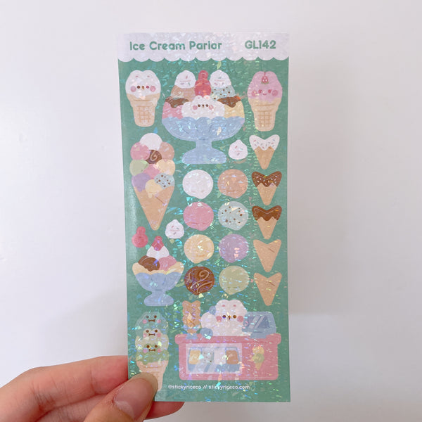 Ice Cream Parlor Holographic Glitter Vinyl Deco Stickers