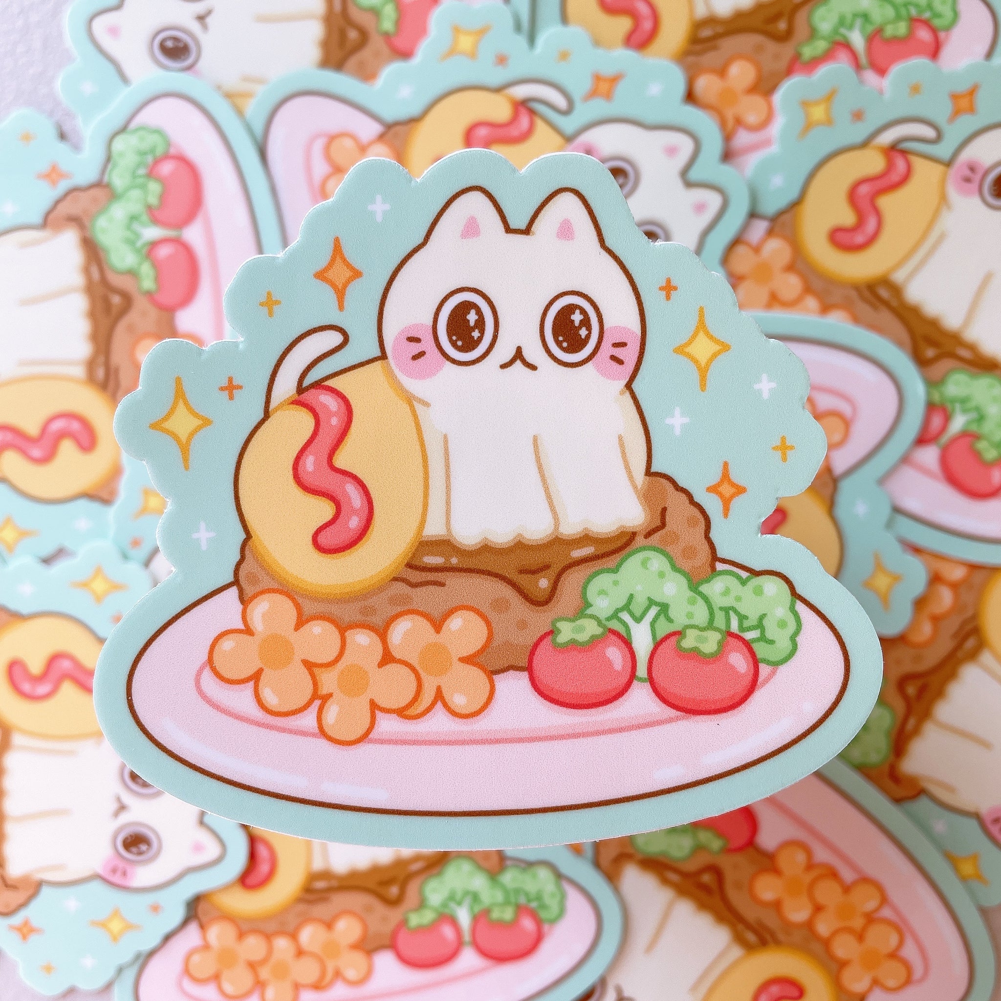 Omurice Cat Heavy Duty Waterproof Vinyl Diecut Sticker