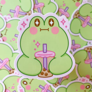 Matcha the Frog Boba Sparkles Heavy Duty Waterproof Vinyl Diecut Sticker
